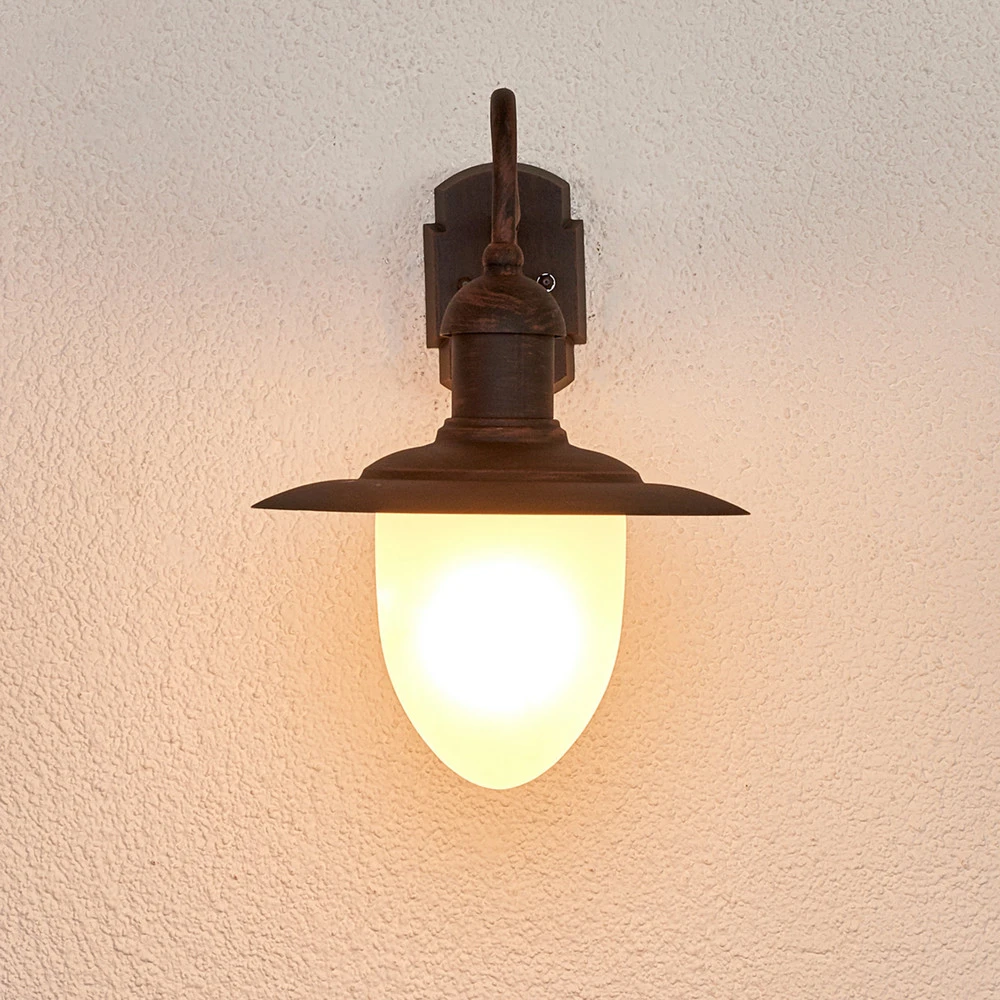 Applique d’extérieur Aruba, Ø 25 cm, brun rouille avec bras réglable