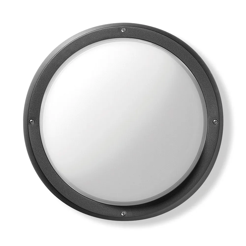 Applique d’extérieur EKO+26, Ø29cm, gris métallisé Style moderne