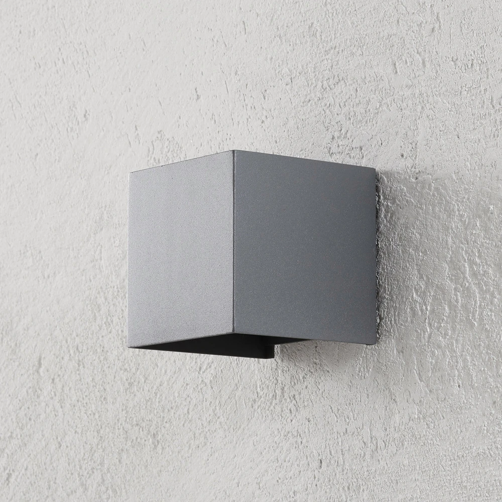 Applique d’extérieur LED Cube, gris basalte Dimensions : 15 x 30 cm