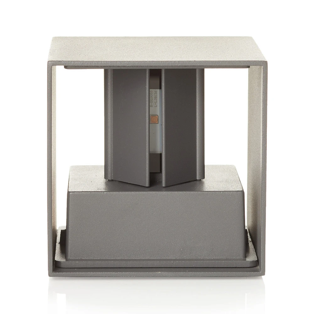 Applique d’extérieur LED Cube, gris basalte Dimensions : 15 x 30 cm