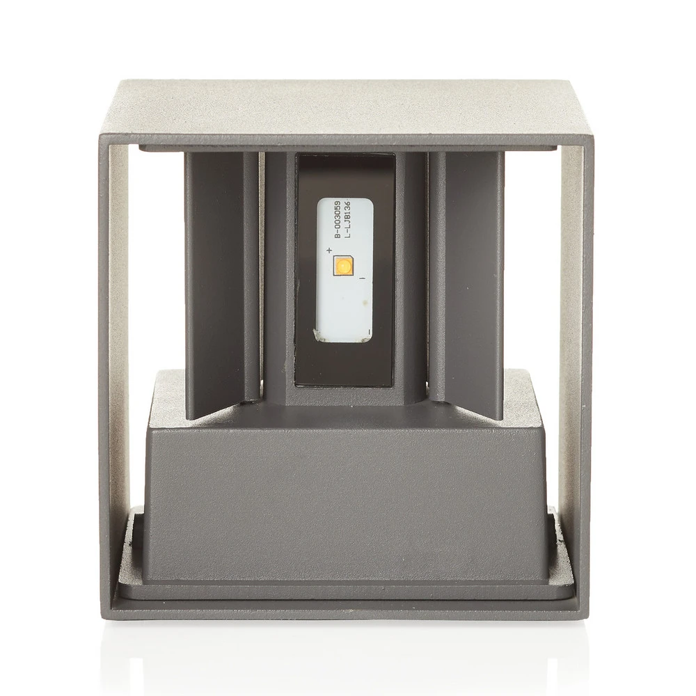 Applique d’extérieur LED Cube, gris basalte Dimensions : 15 x 30 cm