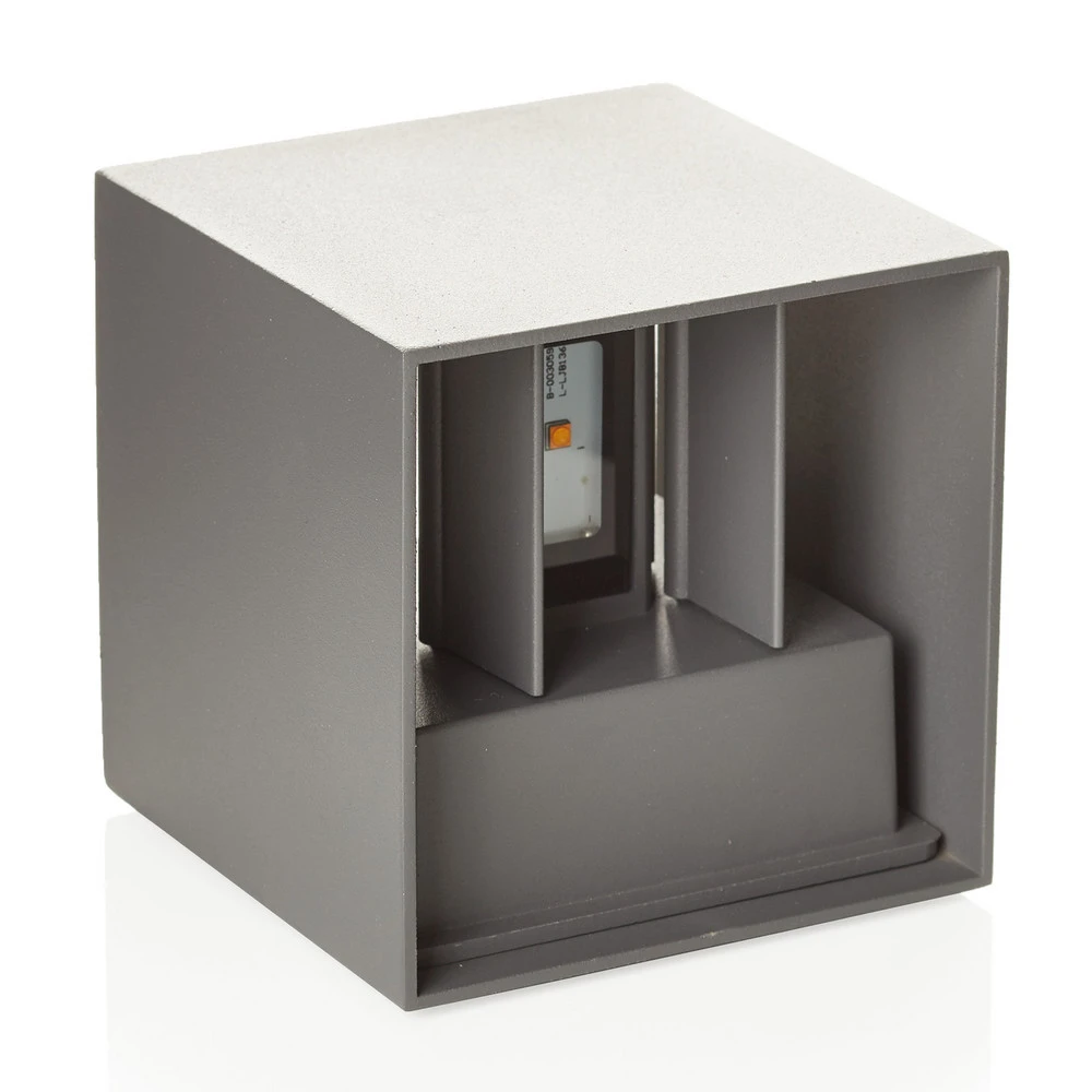 Applique d’extérieur LED Cube, gris basalte Dimensions : 15 x 30 cm