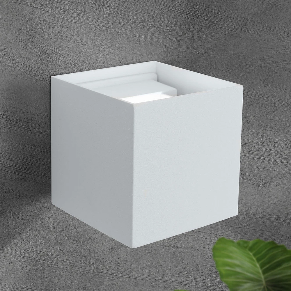 Applique d’extérieur LED cubique Cube blanche pour éclairage de lecture