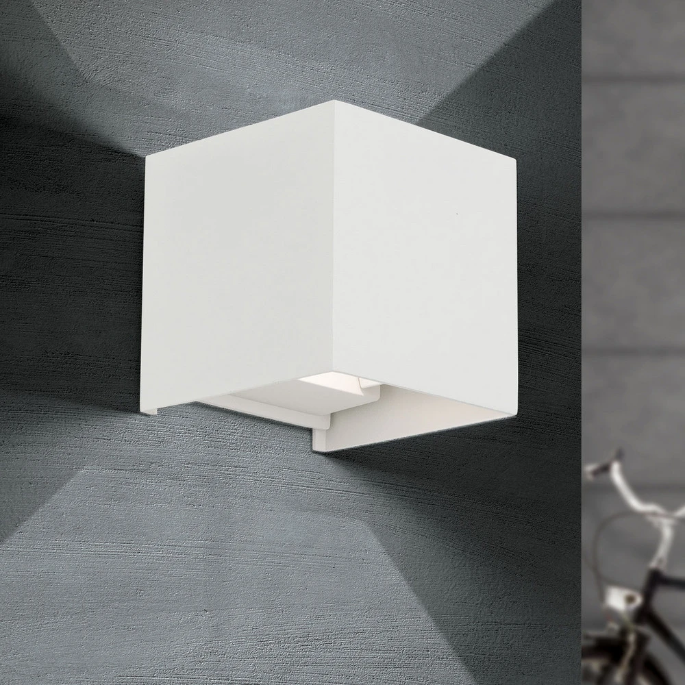 Applique d’extérieur LED cubique Cube blanche pour éclairage de lecture