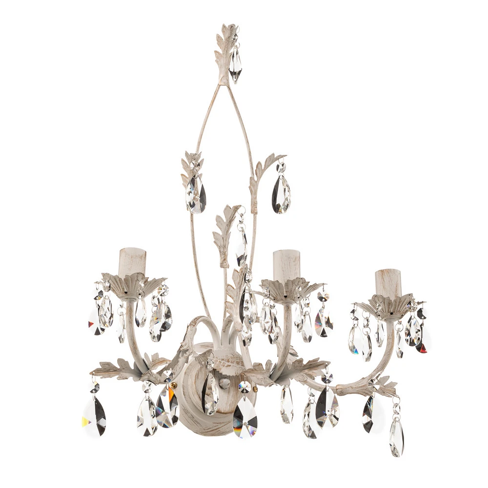 Applique encastrable Applique cristal Teresa, ivoire à trois lampes