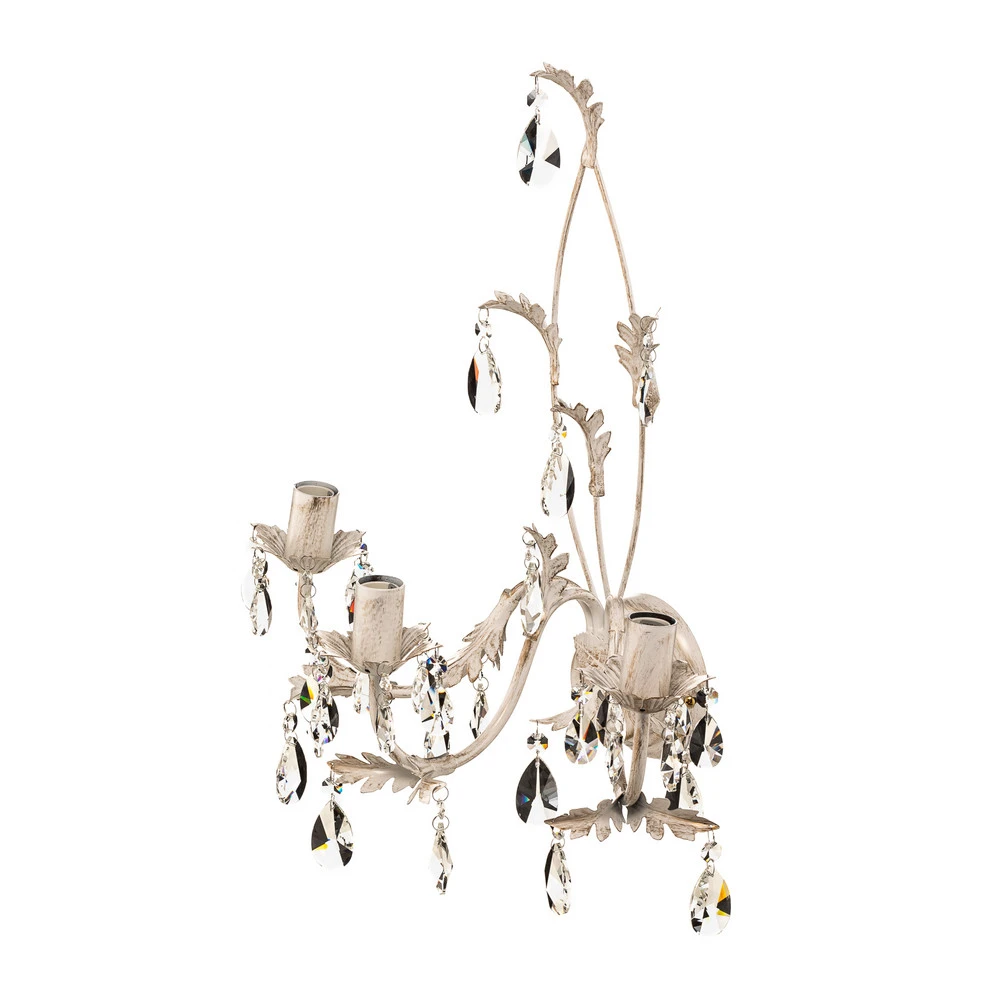 Applique encastrable Applique cristal Teresa, ivoire à trois lampes