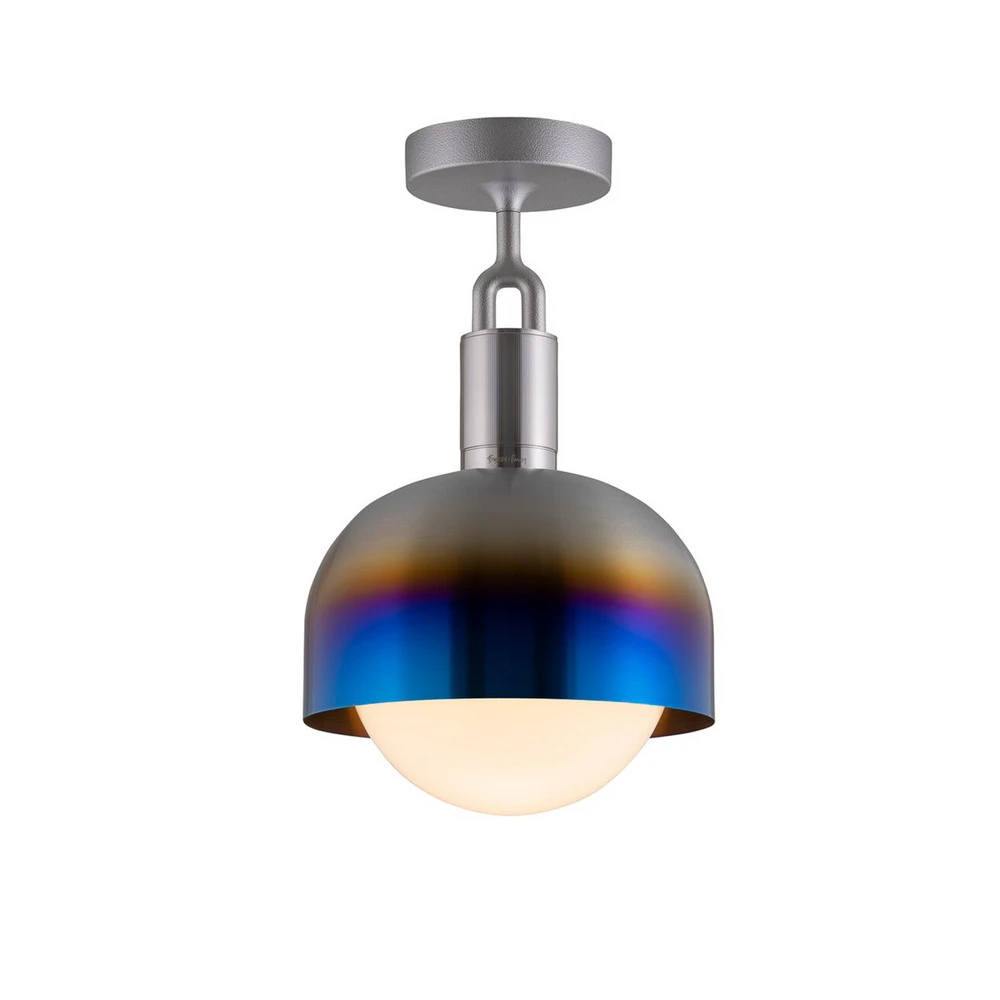 Applique encastrable Buster + Punch Forked plafond acier burnt/opal Ø25cm