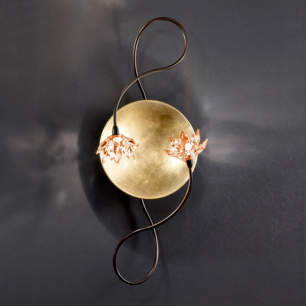 Applique florale FIORELLA à 2 lampes ambre pour éclairage de lecture