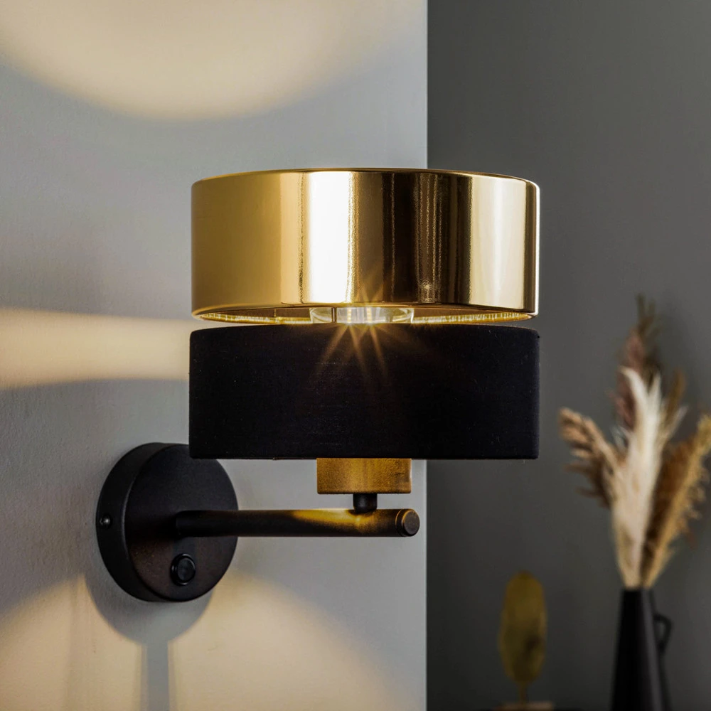 Applique Hilton, noire/dorée pour salle de bain IP44