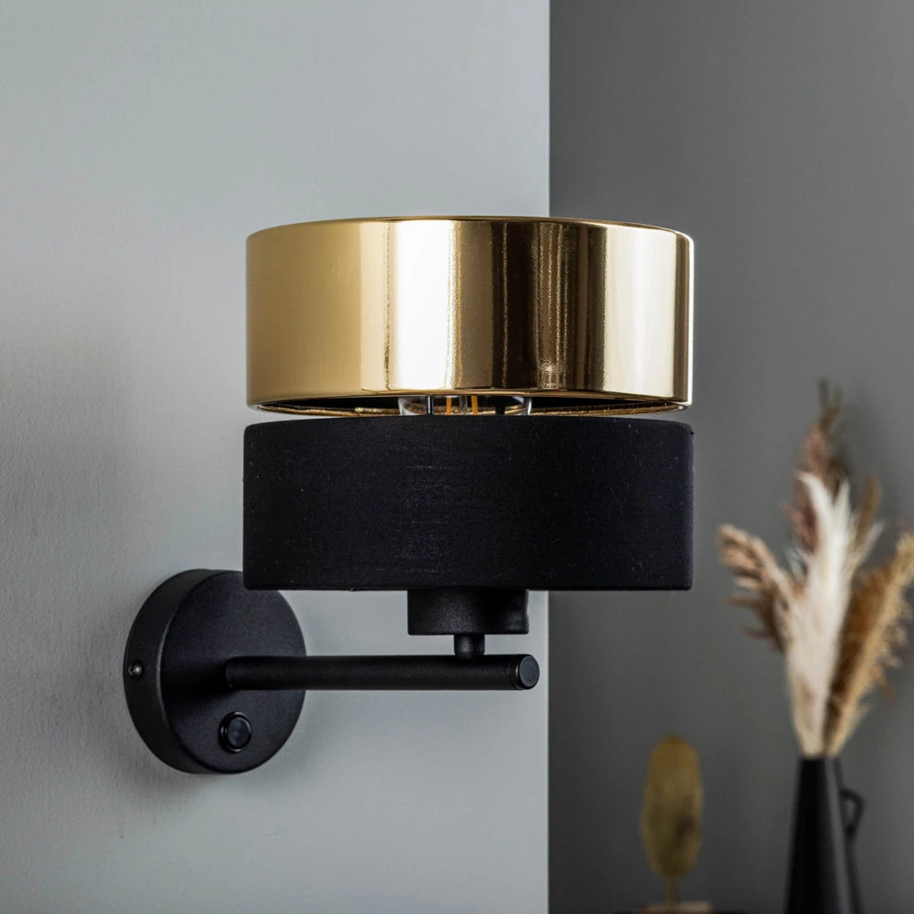 Applique Hilton, noire/dorée pour salle de bain IP44