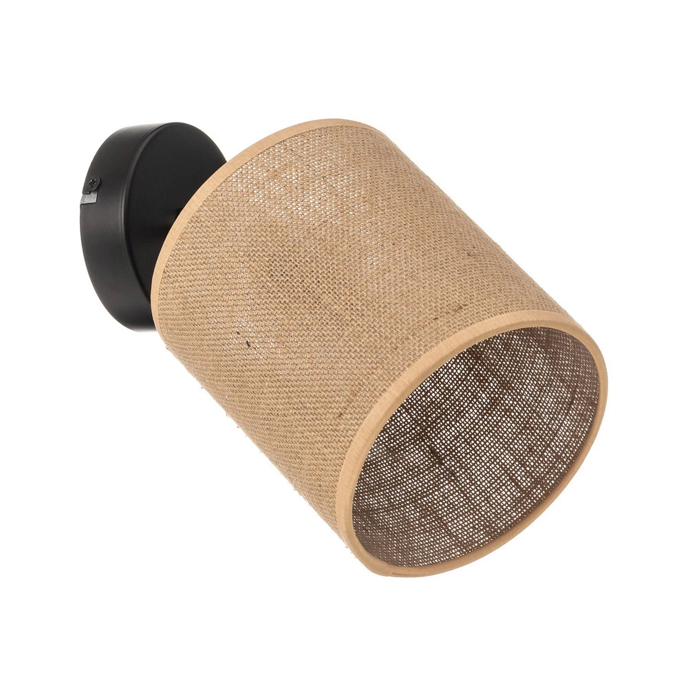 Applique Jute avec abat-jour textile orientable en laiton brossé