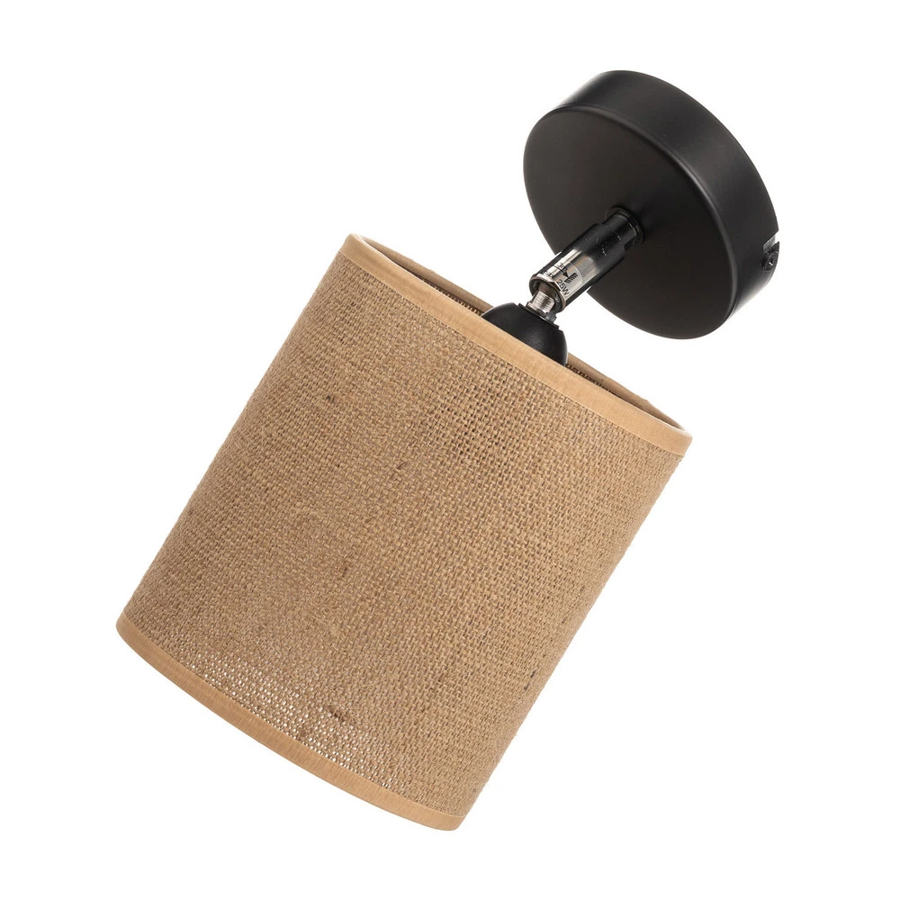 Applique Jute avec abat-jour textile orientable en laiton brossé