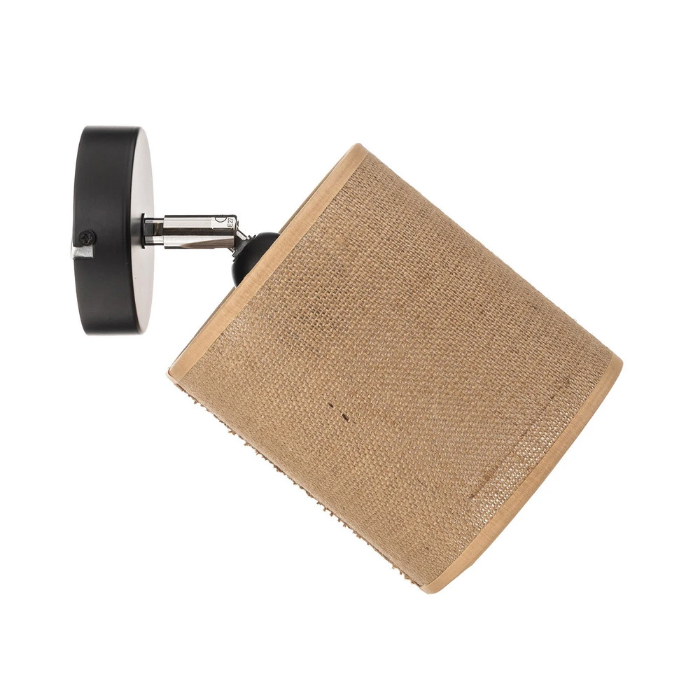 Applique Jute avec abat-jour textile orientable en laiton brossé