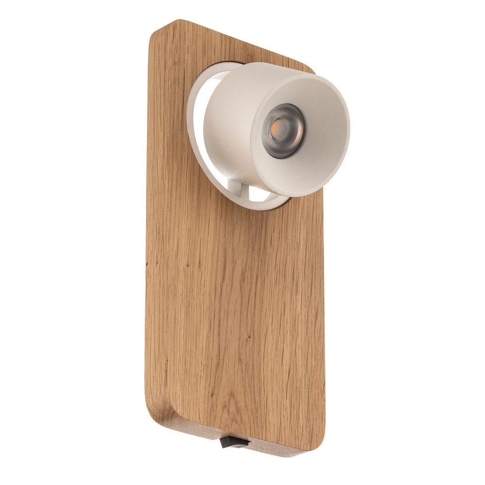 Applique LED Beebo W, chêne avec interrupteur intégré
