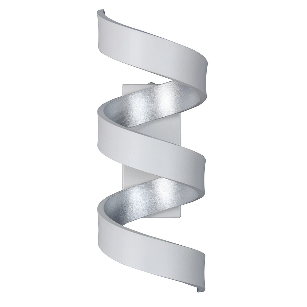 Applique LED Helix, blanche-argentée, 26 cm en laiton brossé