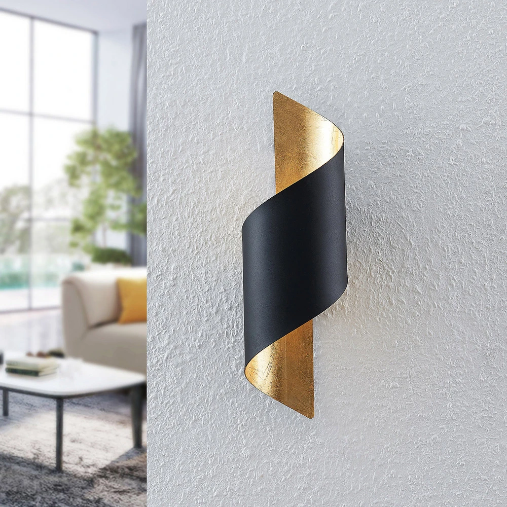 Applique à LED intégrée Lindby applique murale Desirio, noir/or, 35cm, métal