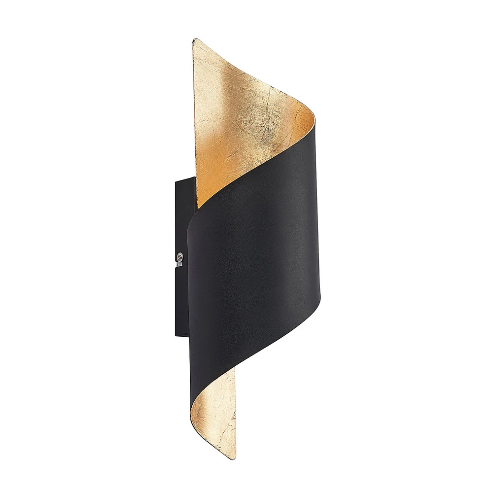 Applique à LED intégrée Lindby applique murale Desirio, noir/or, 35cm, métal