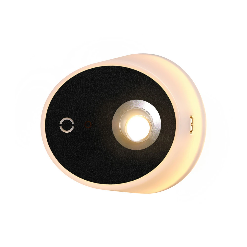 Applique LED Zoom, spot, port USB, cuivre noir en verre opalin