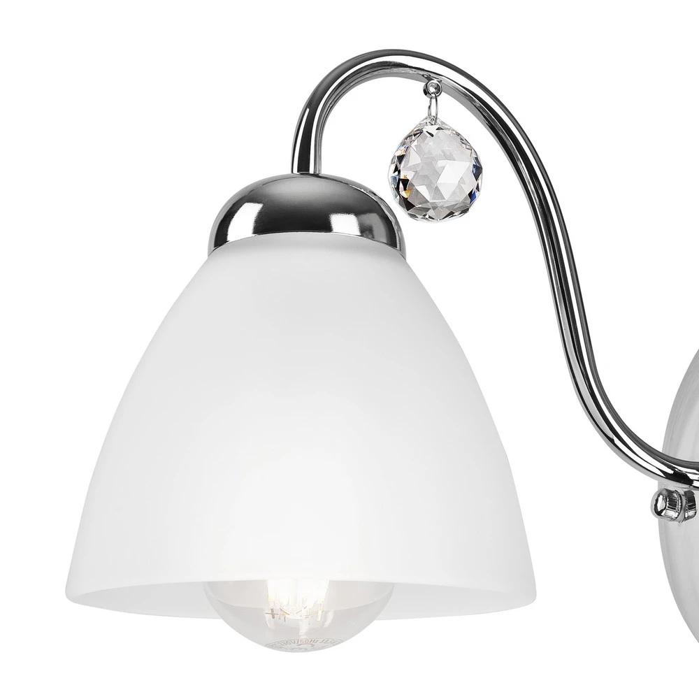 Applique Miranda avec abat-jour verre, chromée pour salle de bain IP44