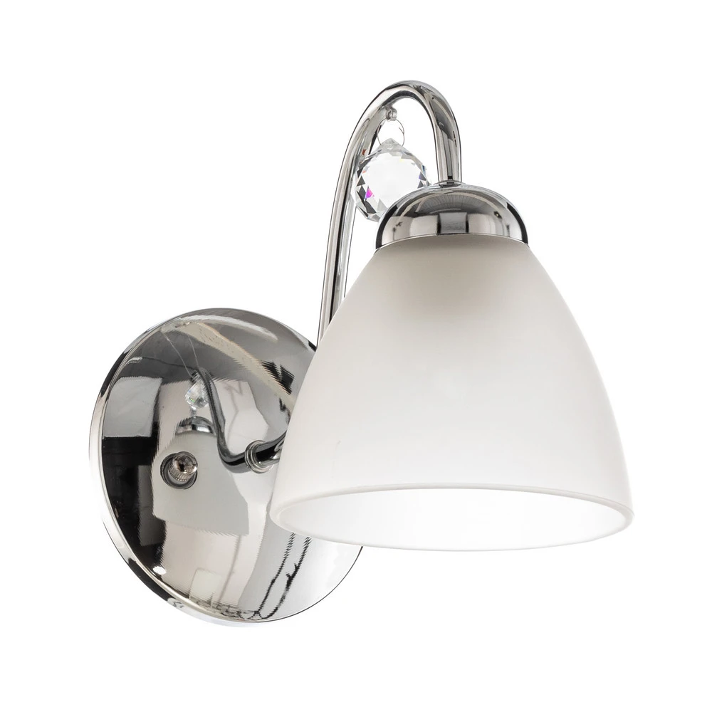 Applique Miranda avec abat-jour verre, chromée pour salle de bain IP44