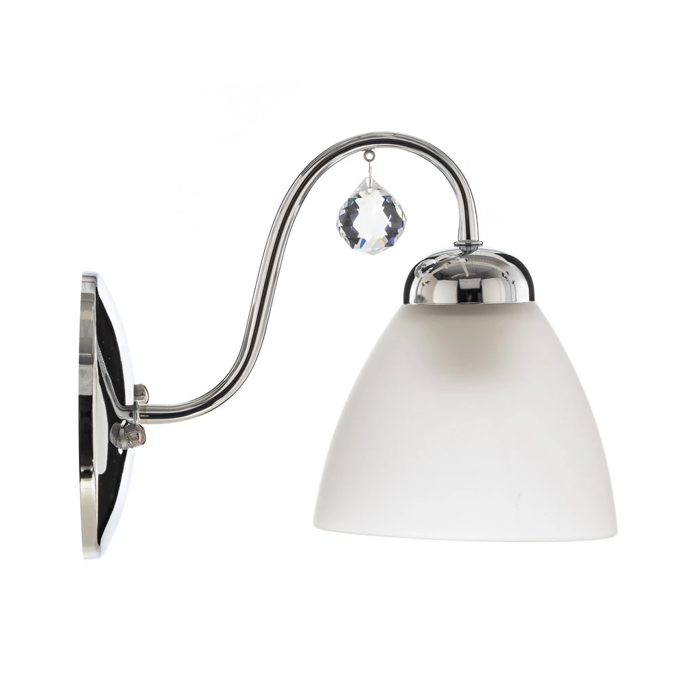 Applique Miranda avec abat-jour verre, chromée pour salle de bain IP44
