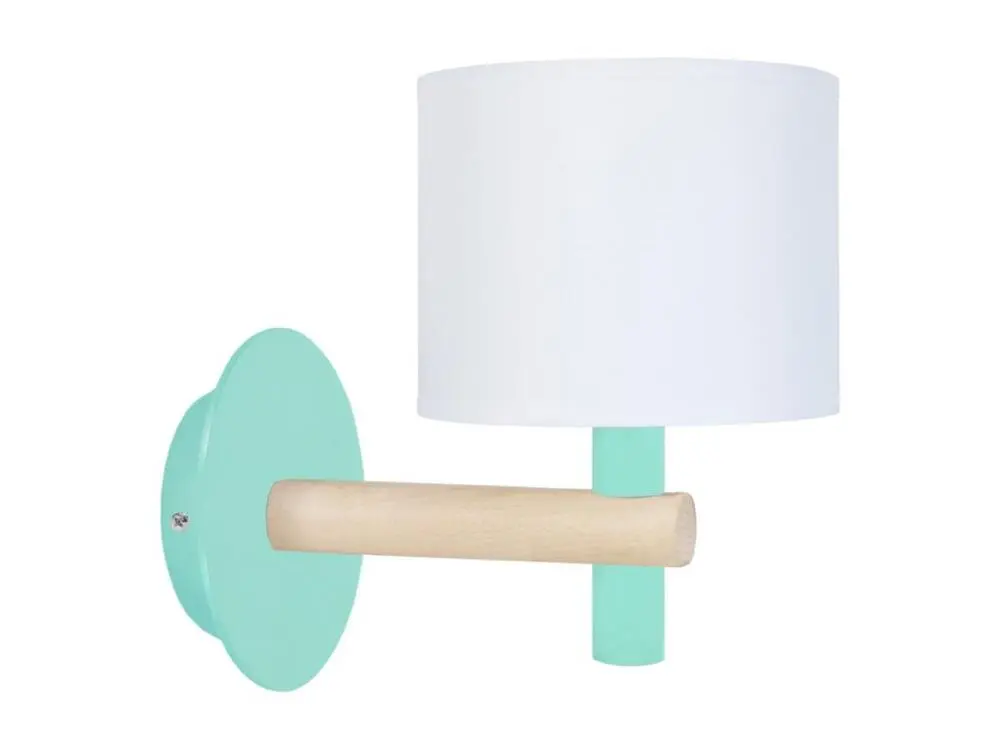 Applique métal bois tourquoise 22cm. en verre opalin