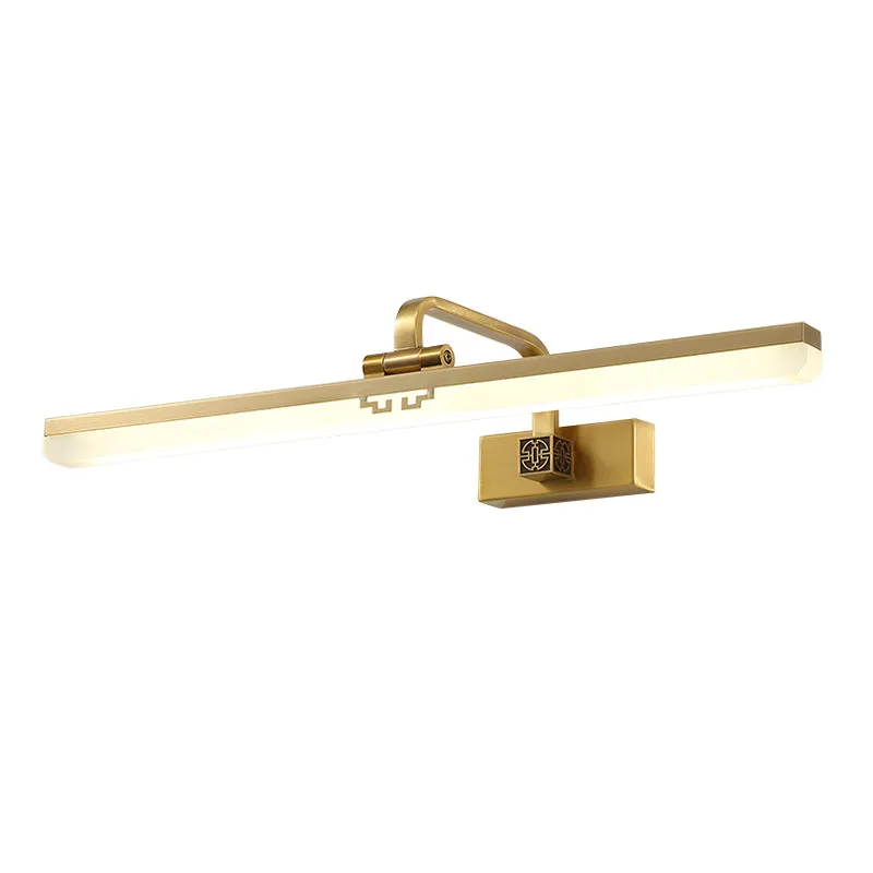 Applique murale allongée contemporaine en métal, coiffeuse, lampe de vanité murale LED en noir/laiton avec bras réglable