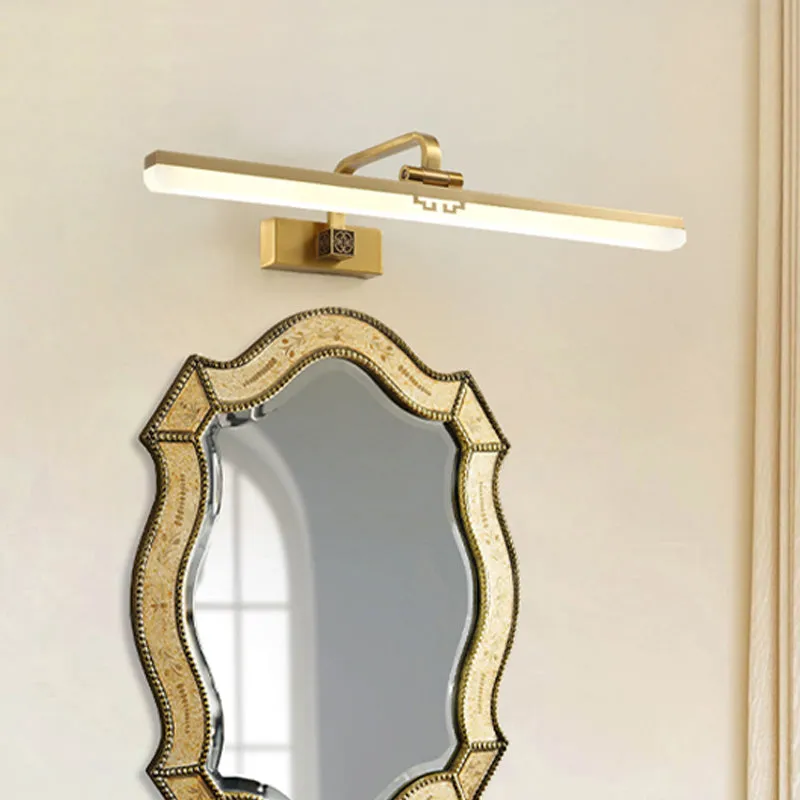 Applique murale allongée contemporaine en métal, coiffeuse, lampe de vanité murale LED en noir/laiton avec bras réglable