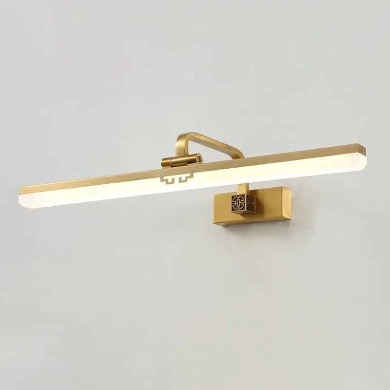 Applique murale allongée contemporaine en métal, coiffeuse, lampe de vanité murale LED en noir/laiton avec bras réglable