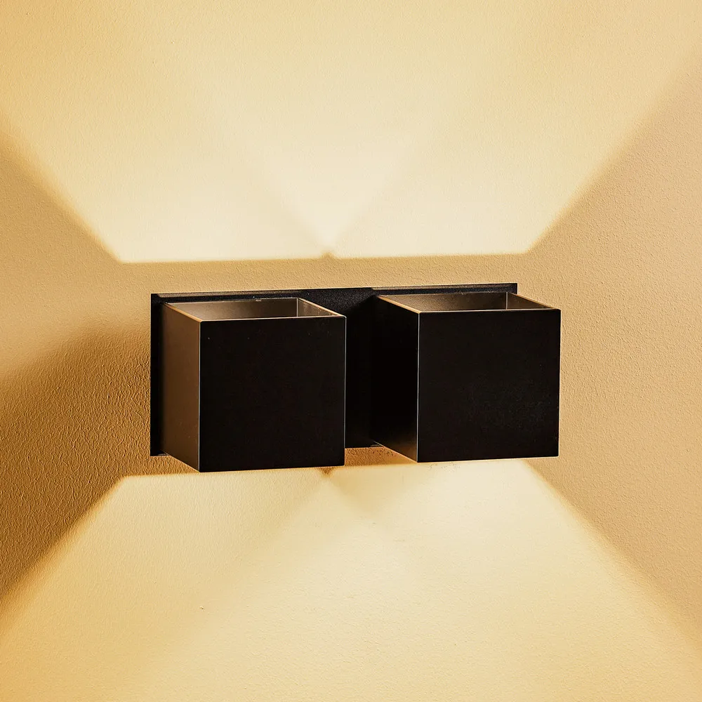 Applique murale Ara 2 up/down en aluminium 2fl. noir Dimensions : 15 x 30 cm