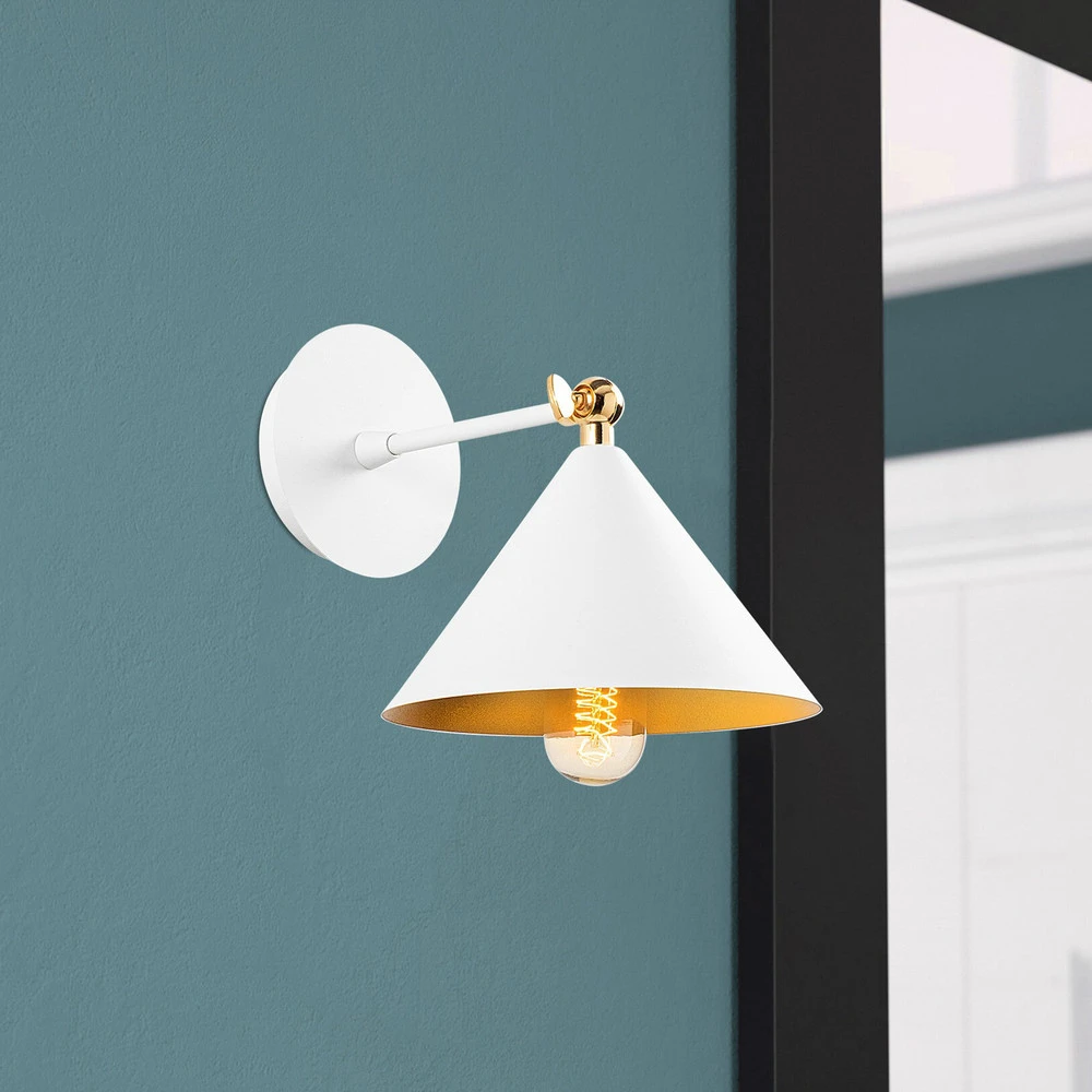 Applique murale Berceste 185- blanc/or en verre opalin