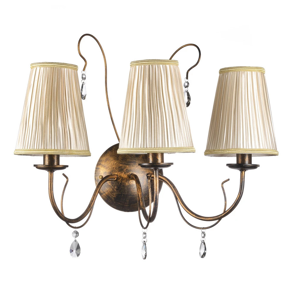Applique murale Delia, cuivré foncé, à 3 lampes, largeur 56 cm pour couloir et escalier