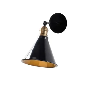 Applique Murale Interieur, Lampe Murale Industrielle Bois, Noir 19x27x27 Cm pour couloir et escalier
