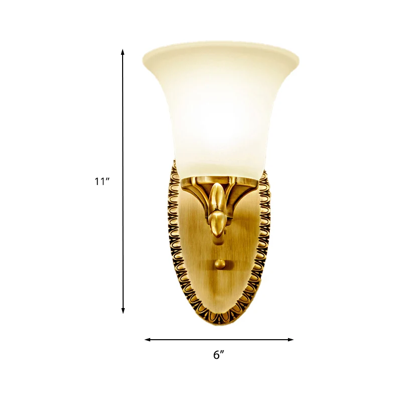 Applique murale en laiton et verre givré, luminaire mural Vieux à 1/2 ampoules avec plaque arrière elliptique pour étude