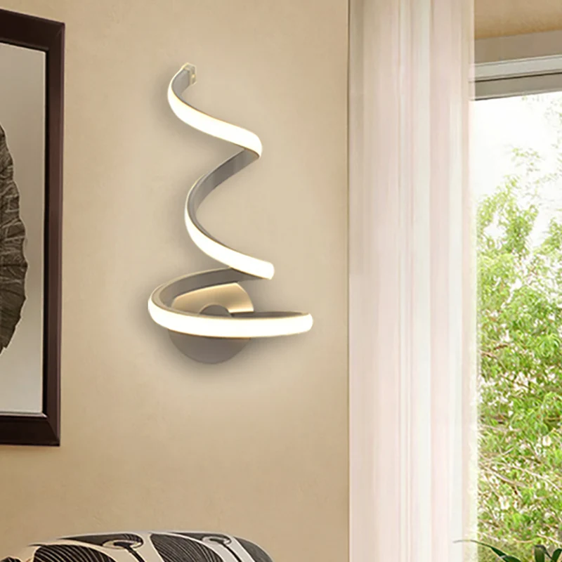 Applique murale LED en acrylique spirale 3/4/7, applique murale contemporain à lumière unique blanche en lumière chaude/bl...