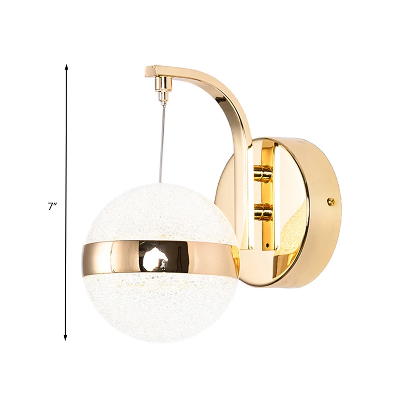 Applique murale LED dorée, sphère de cristal ancien, éclairage pour salon