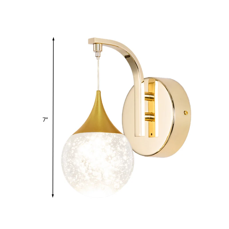 Applique murale LED dorée, sphère de cristal ancien, éclairage pour salon