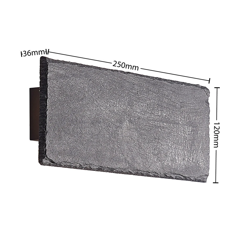 Applique murale LED Lindby Peetu, ardoise, angulaire avec ampoule LED incluse