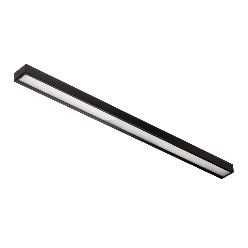Applique murale LED Mera, largeur 120cm, noir, 3000K en verre opalin