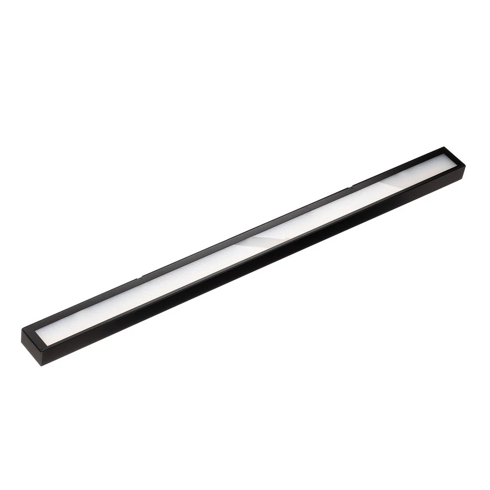 Applique murale LED Mera, largeur 120cm, noir, 3000K en verre opalin