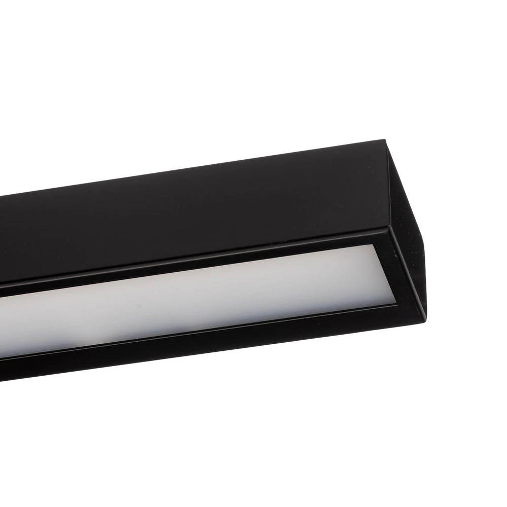 Applique murale LED Mera, largeur 120cm, noir, 3000K en verre opalin