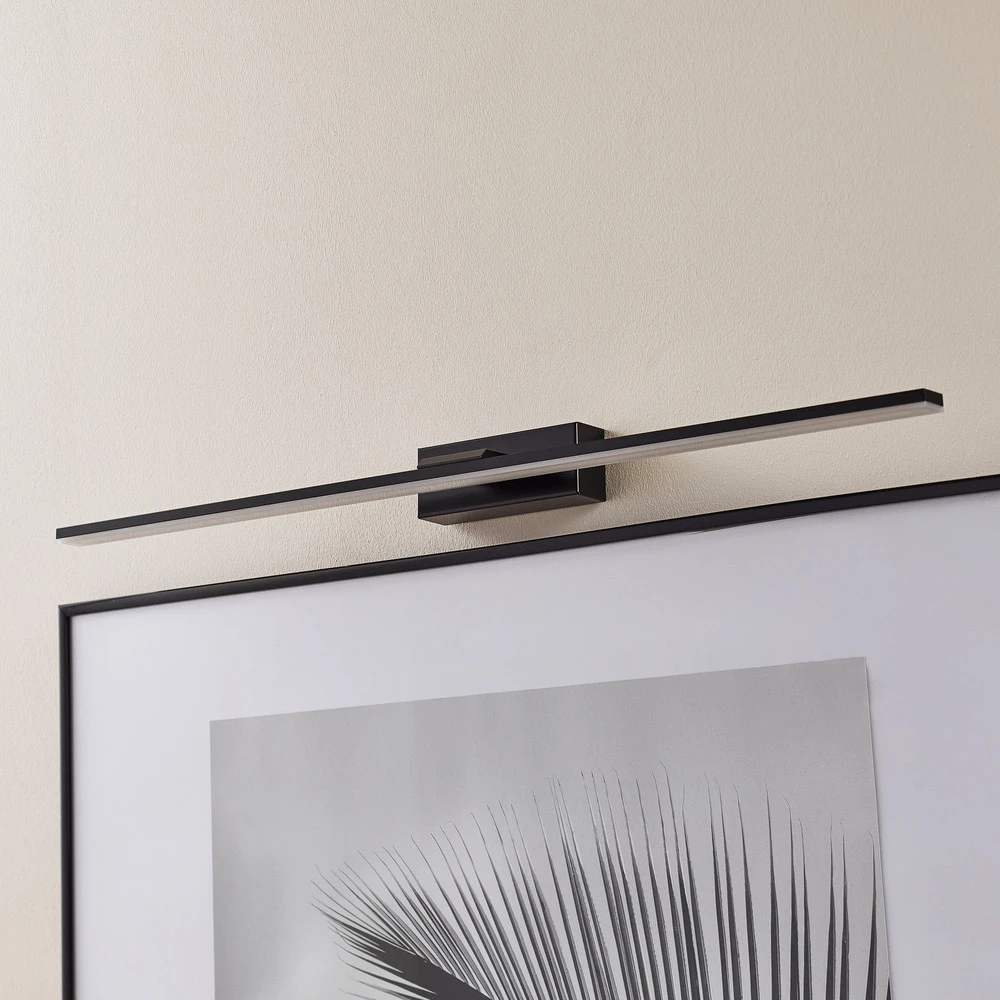 Applique murale LED Miroir 80 cm noir 3000K avec bras réglable