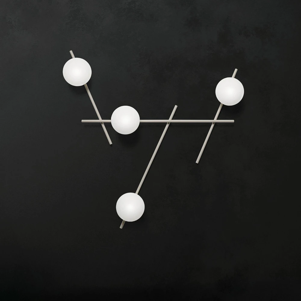Applique murale Mikado, cipria/blanc, à 4 lampes, verre, métal avec ampoule LED incluse