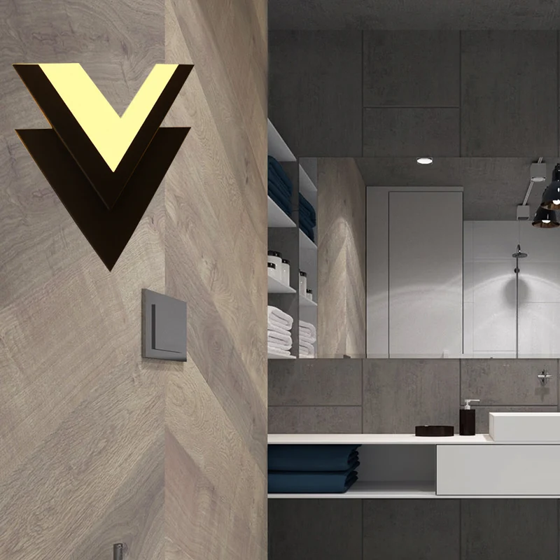 Applique murale monochrome en forme de V, applique murale LED actuel en acrylique pour salon