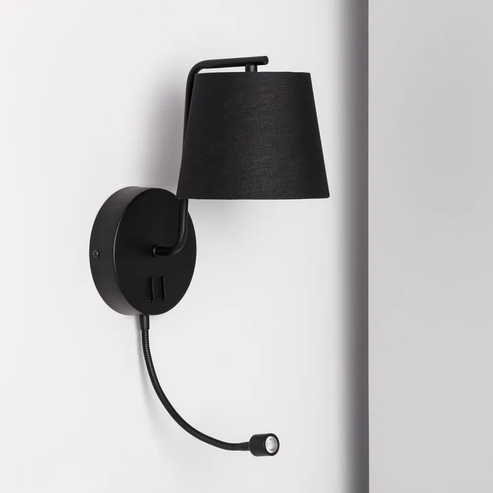 Applique murale en métal Kuomba avec éclairage LED adaptable pour lecture pour salle de bain IP44