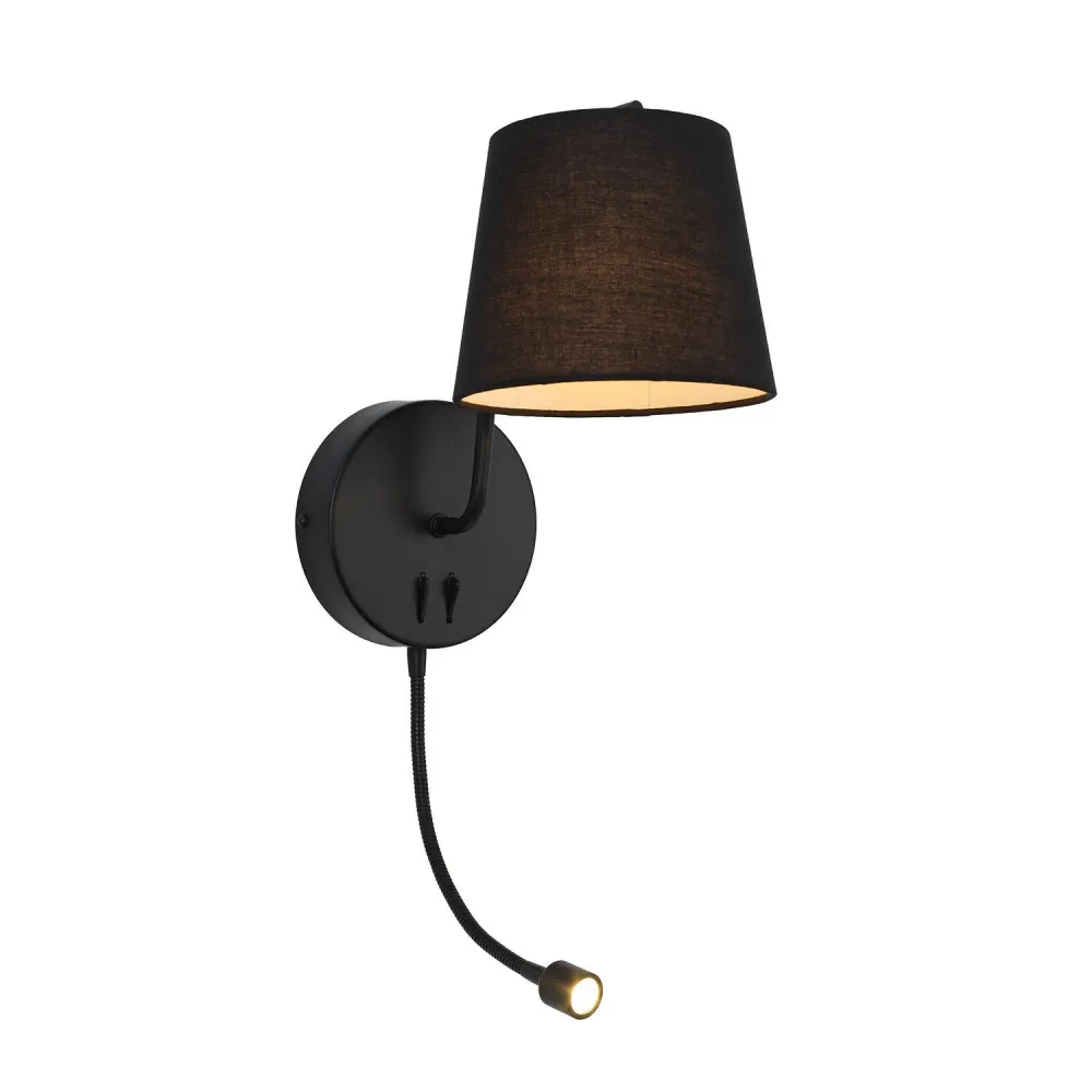 Applique murale en métal Kuomba avec éclairage LED adaptable pour lecture pour salle de bain IP44