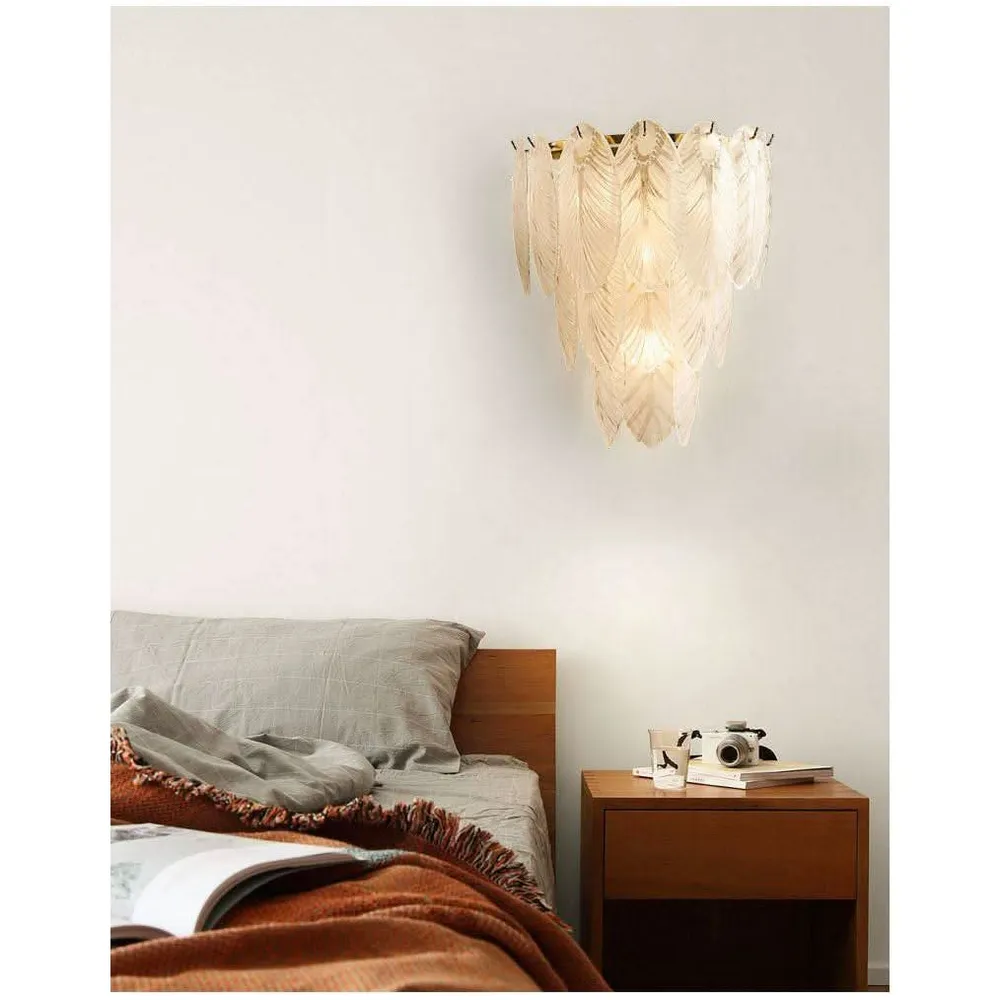 Applique Murale Plume Cristal | Éclat d'Aurore Dimensions : 15 x 30 cm