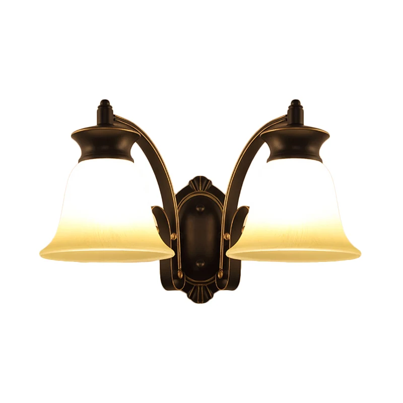 Applique orientable Applique murale traditionnelle à 1/2 lumières en verre opale, finition noire, éclairage pour chambre à...