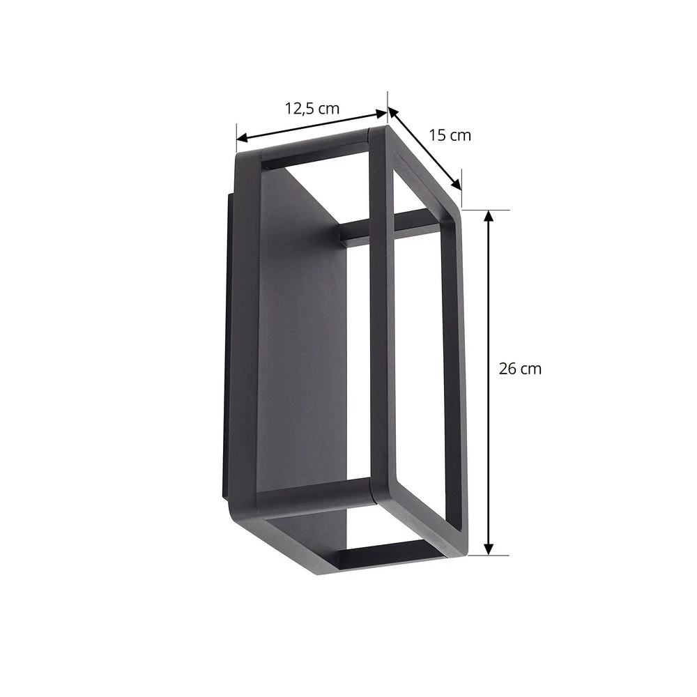Applique pour couloir Applique d'extérieur LED Lucande Thorvid, hauteur 26 cm, noir