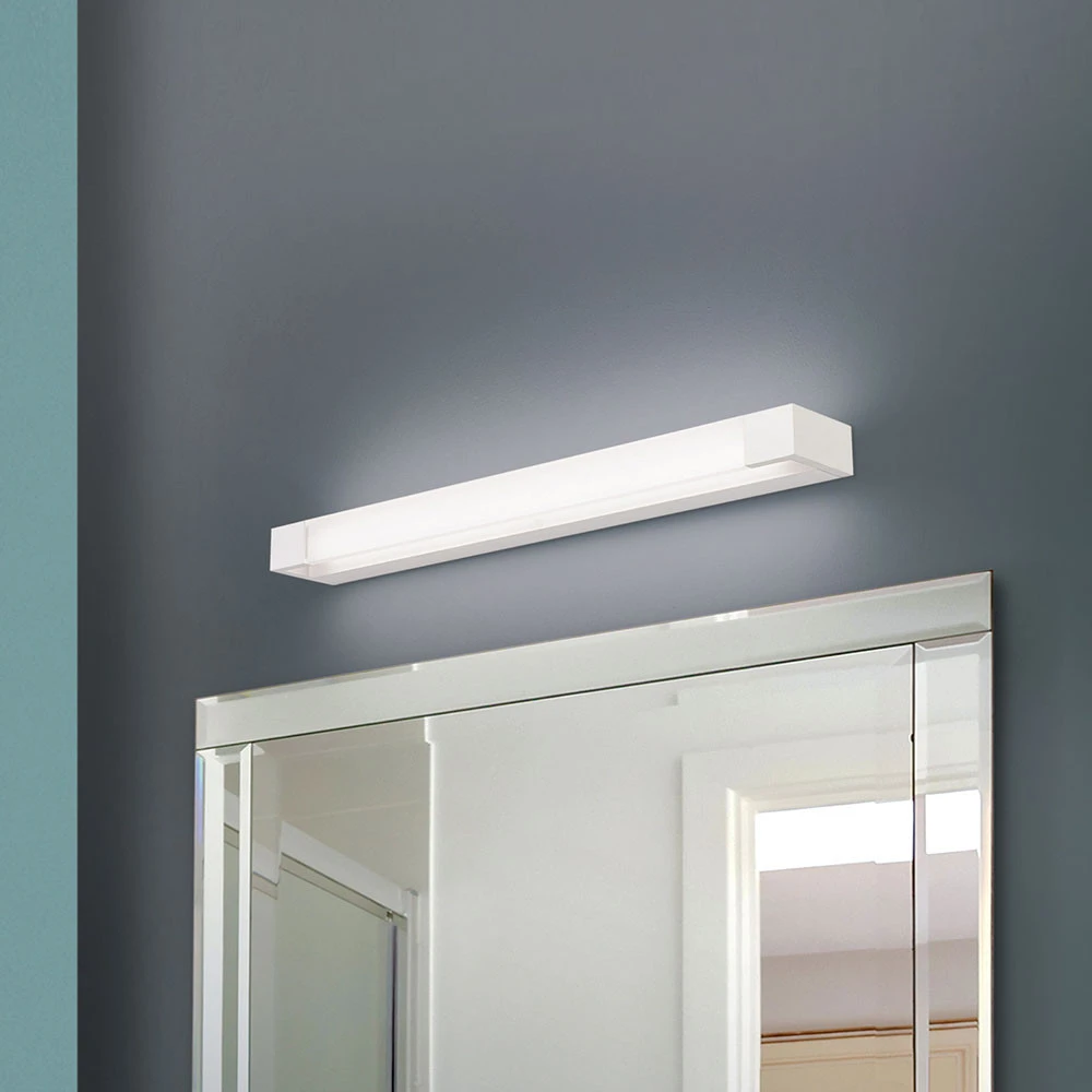Applique pour miroir LED Marilyn 57 cm blanche en verre opalin